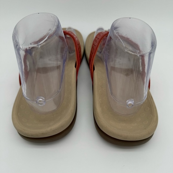 Vionic Tide Red Leather Laser Cut Toe Post Thong Sandal Flip Flop Size 8 - Picture 6 of 13